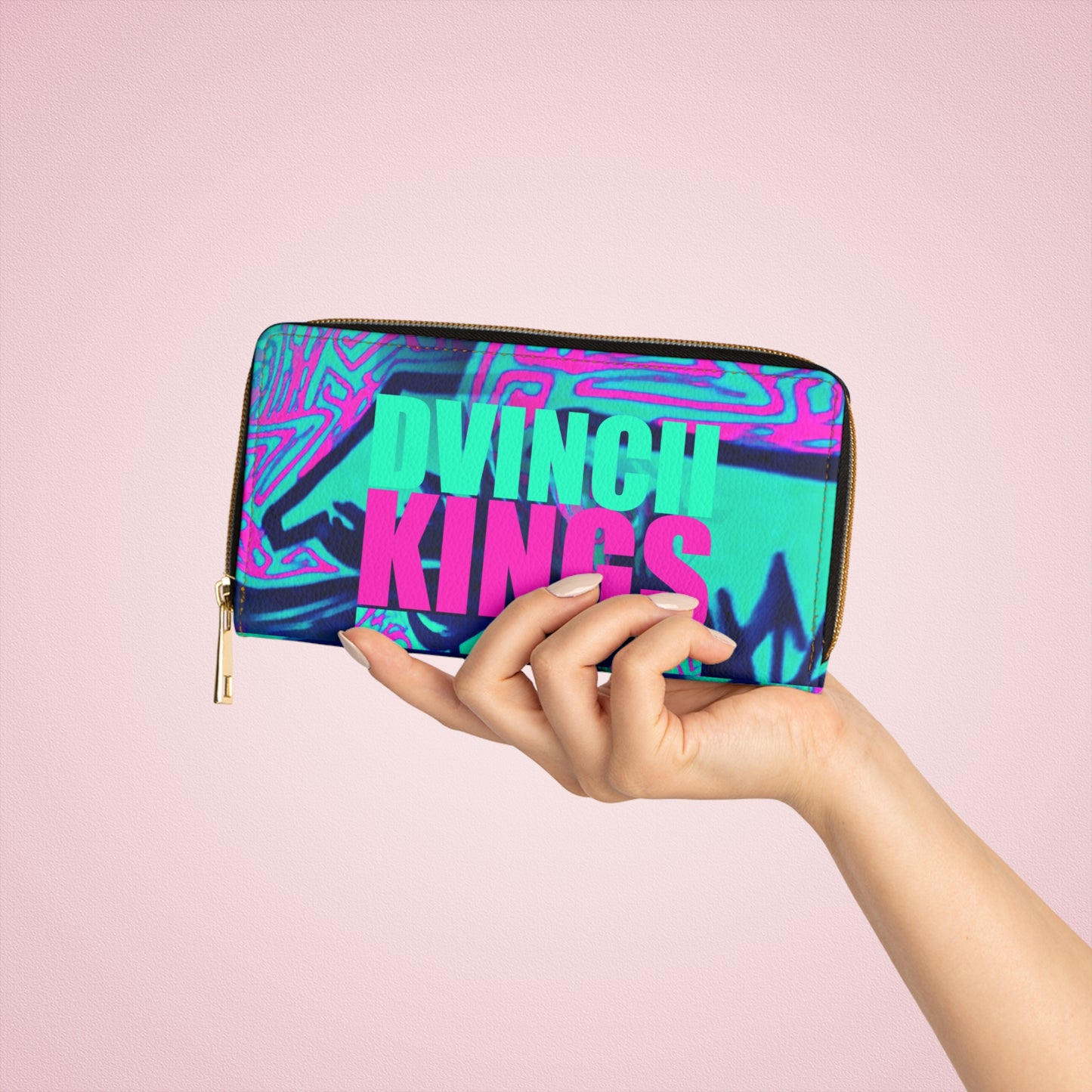 Magenta n Teal DVINCIIKINGS Zipper Wallet