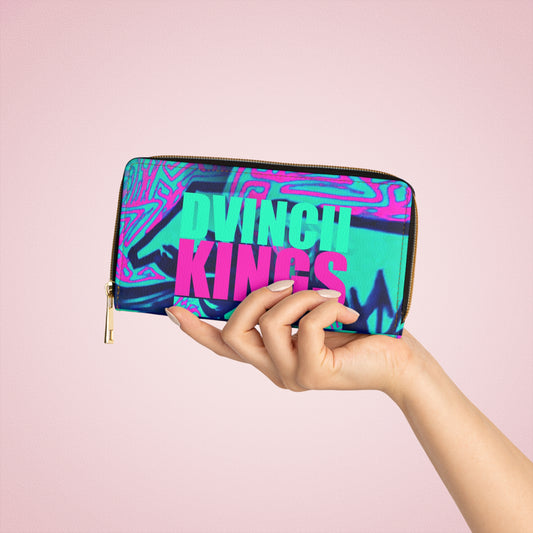 Magenta n Teal DVINCIIKINGS Zipper Wallet