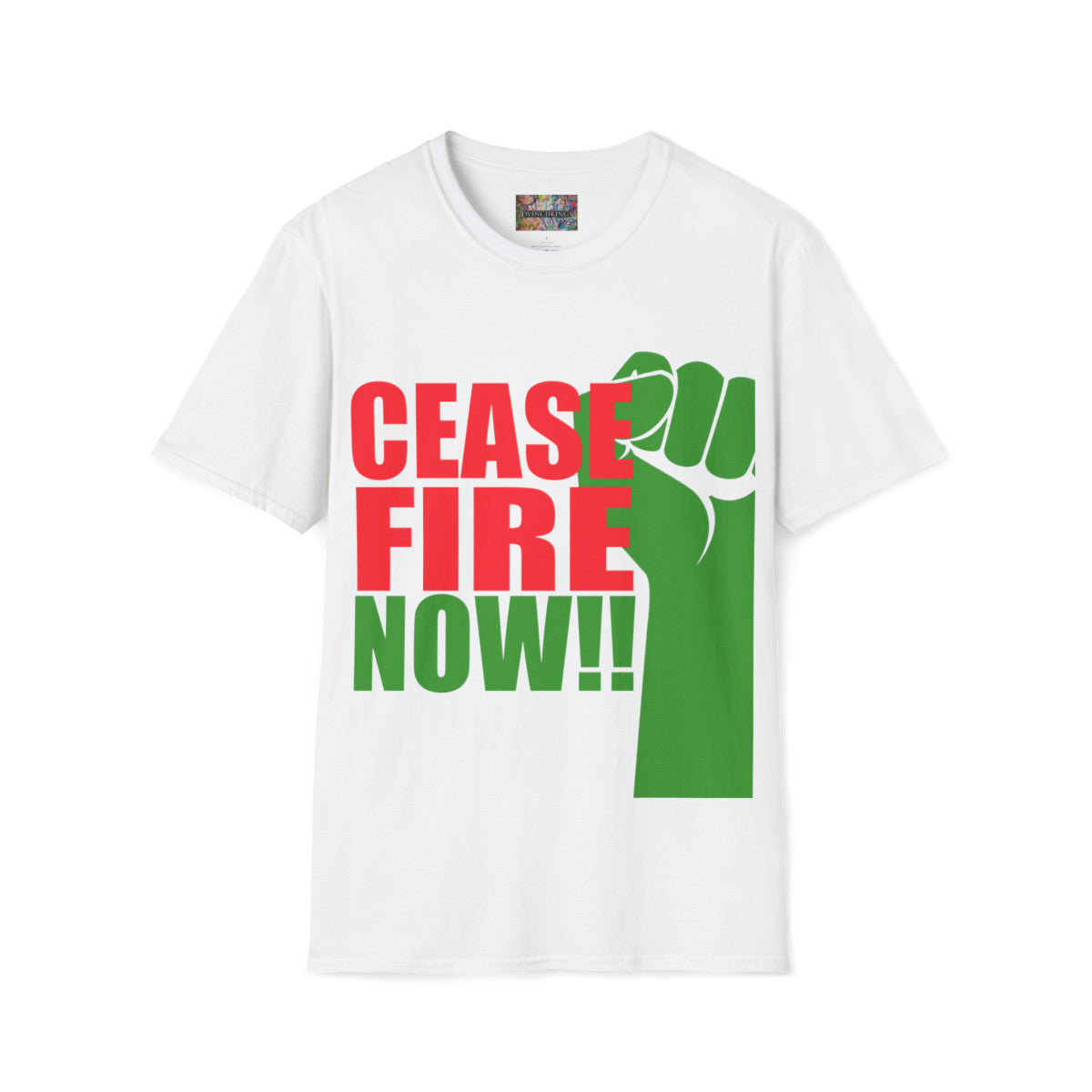 AP34 - "CEASEFIRE NOW!!" Unisex Softstyle T-Shirt